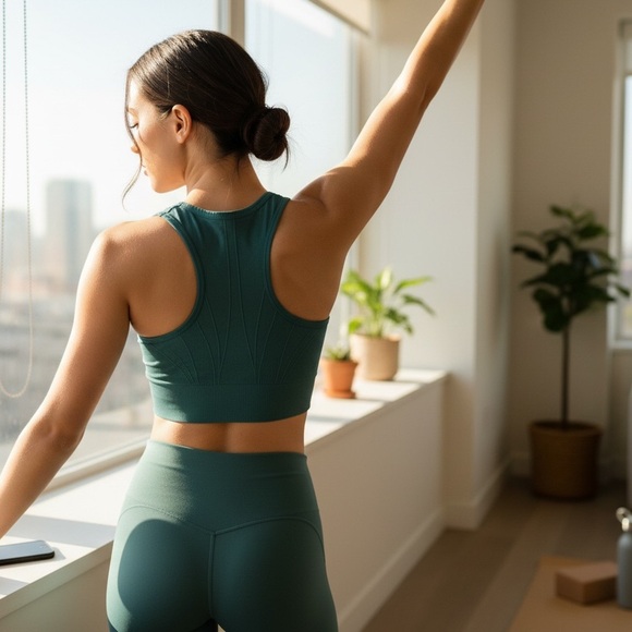 Ryka Seamless Ribbed Front-Zip Sports Bra Teal Activewear - Picture 9 of 10